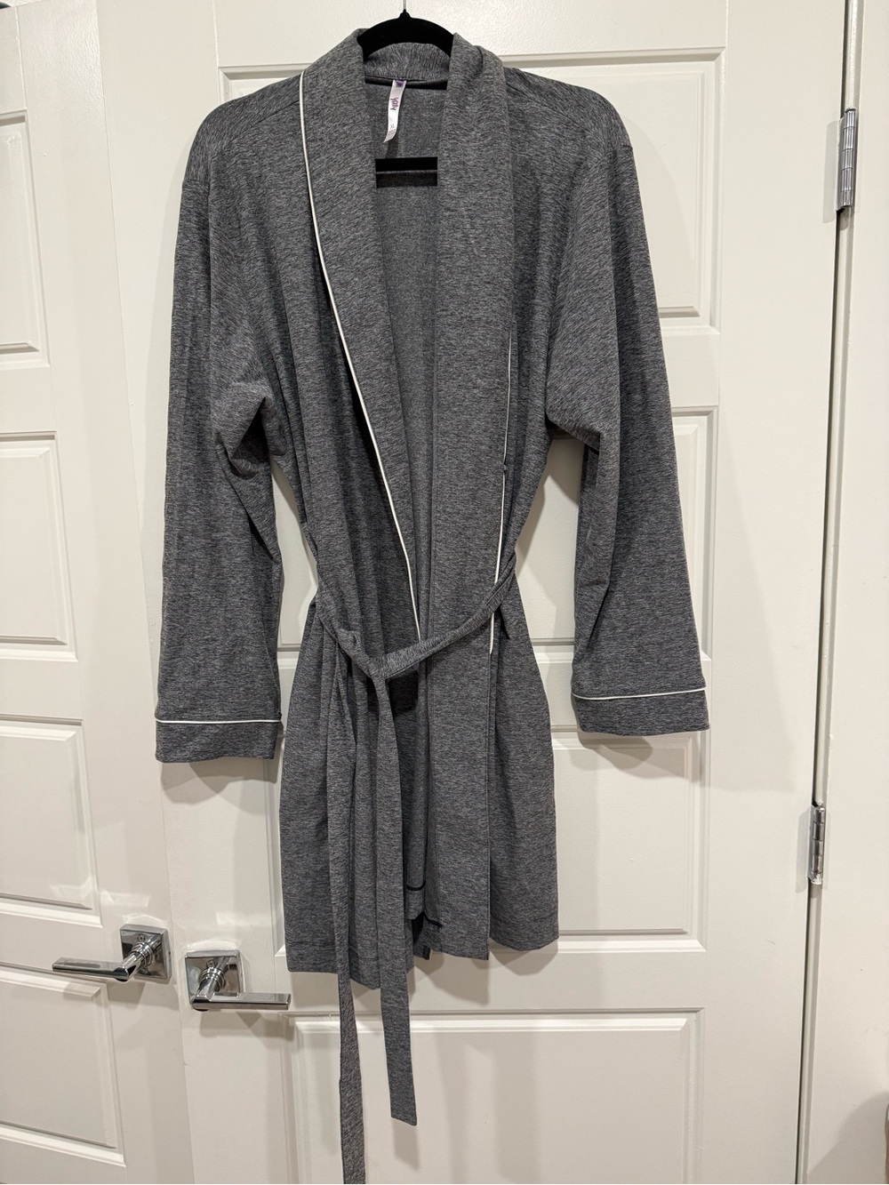 YITTY Heather Charcoal Robe with White Piping